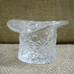 Vintage Fenton Button & Daisy Clear Glass Top Hat